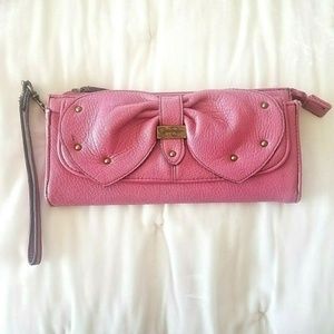 Jessica Simpson Pink Bow Wristlet Wallet Handbag